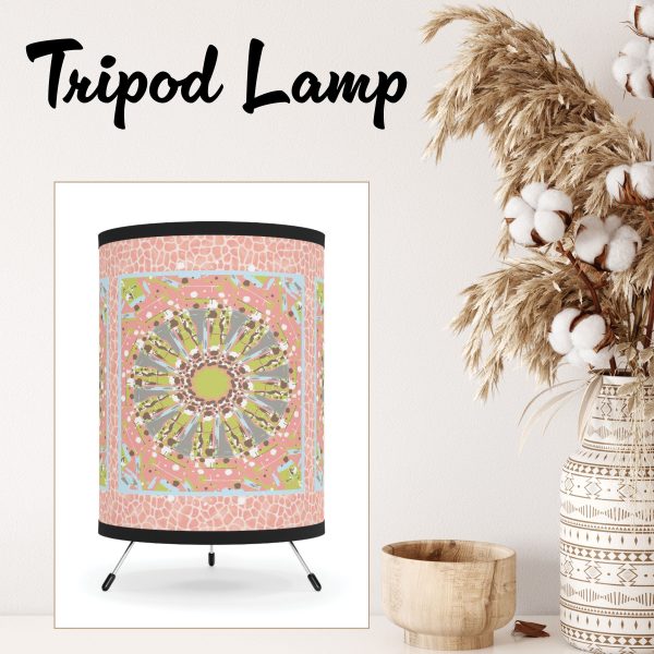 Pink Giraffe Mandala — Tripod Lamp